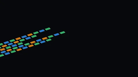 A diagonal pattern of colorful rectangles set against a stark black backgroun Stock Footage 338312042