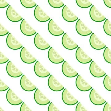Diagonal pattern of half cucumber. Sliced piece of green vegetable. Ingredient Stock Illustration