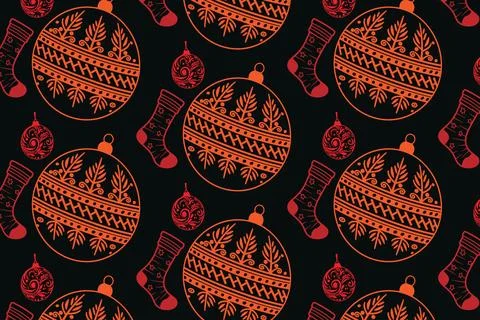 Diagonal Pattern of Orange Christmas Ornaments pattern Stock Illustration