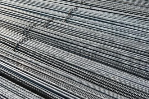 Diagonal pattern of steel cables or rebars steel used in armature constructio Stock Photos