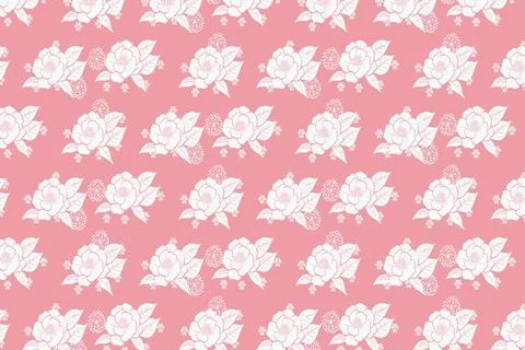 Diagonal Pattern of Varied White Flowers on a Solid Pink Background 스톡 일러스트