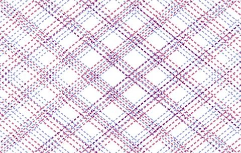 Diagonal Plaid Pattern With Dashed Lines in Pink and Purple  Seamless Geome.. Stock Illustration