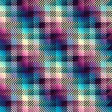Diagonal plaid pattern. Moire overlapping effect. Vector seamless image. Illustrazione stock