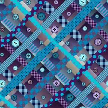 Diagonal plaid pattern in patchwork style with the buttons. Stockillustratie
