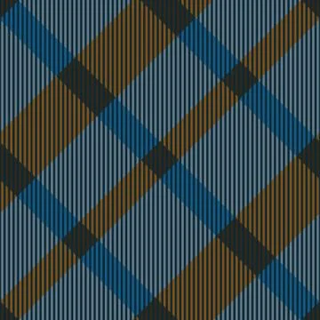 Diagonal plaid seamless vector pattern in blue and brown colors Stock Illustration