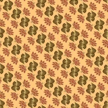 A diagonal plants stripe seamless vector pattern Stock Illustration