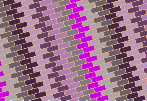 Diagonal Purple Brick Pattern Abstract Background With Bright Pink Accents .. Illustrazione stock