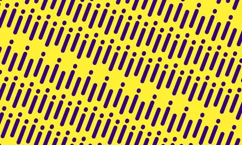 Diagonal Purple Dot And Dash Pattern On Bright Yellow Background, Vibrant R.. Stock Illustration