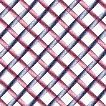 Diagonal Red And Blue Plaid Pattern On White Background  Seamless Classic T.. Stockillustratie