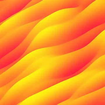 Diagonal Red and Yellow Gradient Abstract 3D Waves Stock Illustration