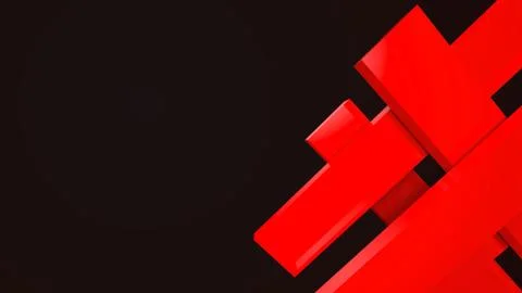 Diagonal red dynamic stripes on black background. Modern abstract 3d render b Stock Photos
