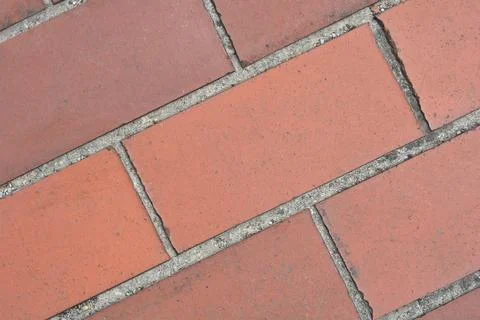 Diagonal Red Paving Bricks Close Up Texture Background Stock Photos