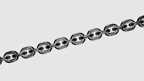 Diagonal rough silver chain links moving with loop, overlay with alpha channel Stock Footage 299633392