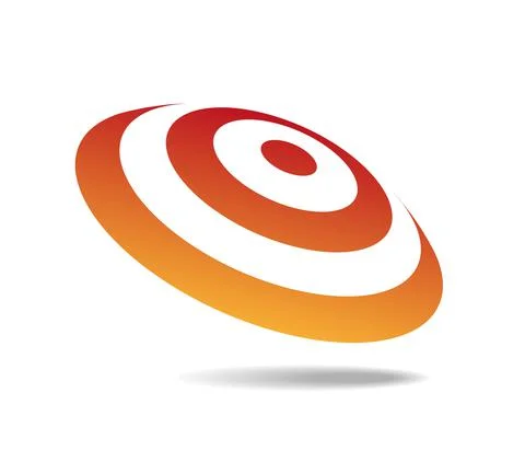 Diagonal round shield with orange and white rings. Stock Illustration