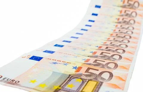 Diagonal row of euro notes Stock Photos