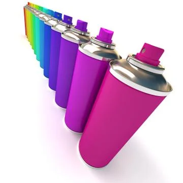 Diagonal row of multicolored sprays Stock Illustration