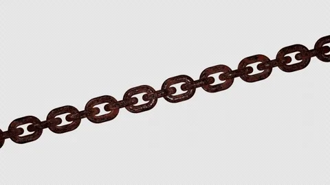 Diagonal rusty chain links moving a loop, overlay with alpha channel 3d render. Stock Footage 299633054