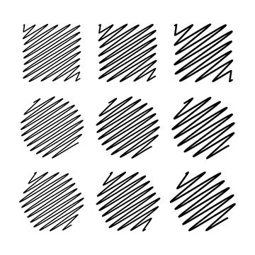 Diagonal Scribble Sketch Set. Hand-Drawn Abstract Shapes Vector Illustration Stock Illustration