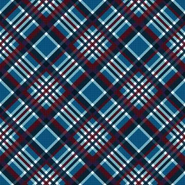 Diagonal seamless checkered pattern in blue and red イラスト素材