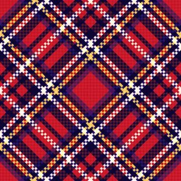 Diagonal seamless checkered pattern in red and blue Stock Illustration