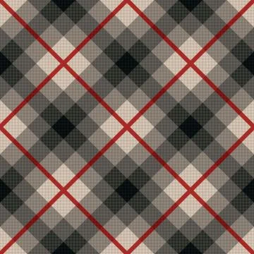 Diagonal seamless fabric pattern in gray and red Illustrazione stock