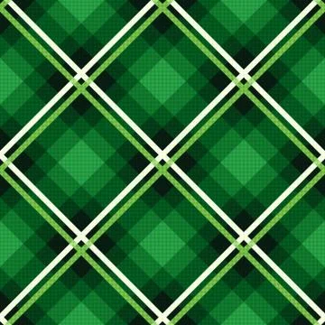 Diagonal seamless fabric pattern mainly in emerald hues Stock Illustration