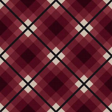 Diagonal seamless fabric pattern in red and gray Stockillustratie