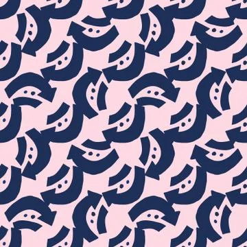 Diagonal seamless pattern with dark blue arrows. Bright pink background. Stockillustratie