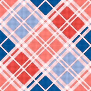Diagonal seamless pattern in red an blue trendy hues Stock Illustration