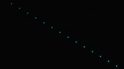 A diagonal series of glowing blue light dots isolated on a black background Stock Footage 339617217
