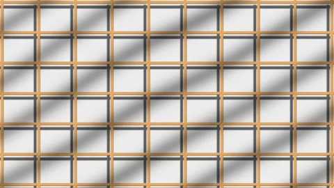 Diagonal shadows create patterns on a wooden grid background in natural light Stock Footage 333445927