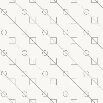 Diagonal shapes seamless pattern in line design. circle square geometric Stock Illustration