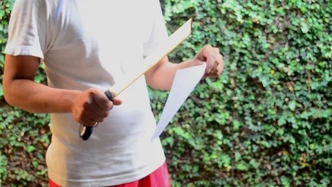 Diagonal slice paper test Stock Footage 118955598