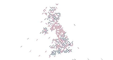 Diagonal Sliding Lines Forming United Kingdom Map Silhouette Stock Footage 328130571