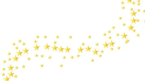 Diagonal Star Trail  Yellow Floating Pattern on White Background with Curve.. Stock-Illustration