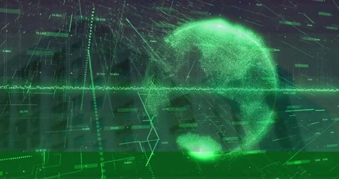 Diagonal streams streaking in, particle globe forming and pulsing, waveform Stock Footage 309808815