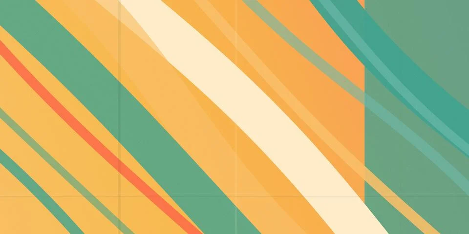Diagonal stripe pattern in teal, orange, and cream with retro geometric sty.. 스톡 일러스트