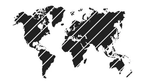 Diagonal stripe world map Stock Illustration