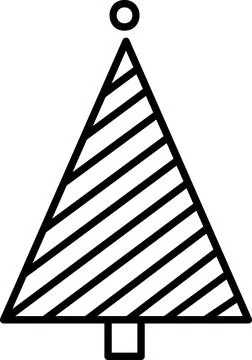 Diagonal striped Christmas tree with round top ornament icon Иллюстрация