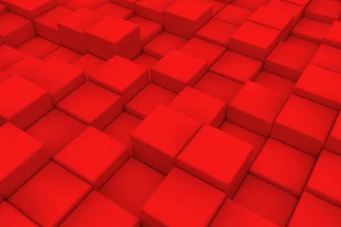 Diagonal surface made of red cubes Stock Illustration