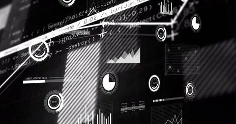 Diagonal sweep starting, data dashboard pulsing, tracing lines and updating Stock Footage 328685500