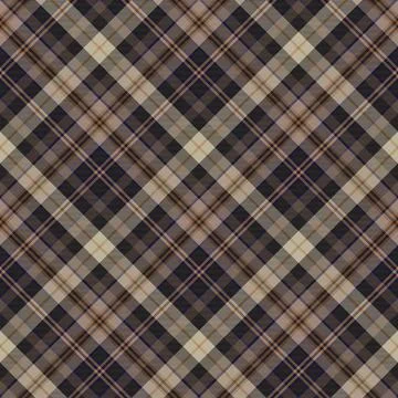 Diagonal tartan plaid textile pattern design in brown and beige for fashion.. Stock Illustration