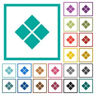 Diagonal tile pattern flat color icons with quadrant frames Stock Illustration