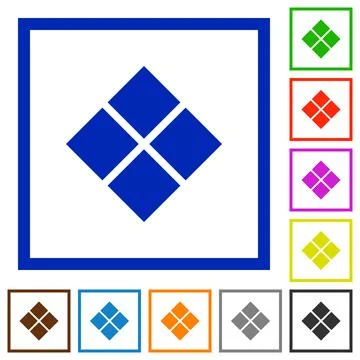 Diagonal tile pattern flat framed icons Stock Illustration