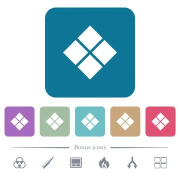 Diagonal tile pattern flat icons on color rounded square backgrounds イラスト素材