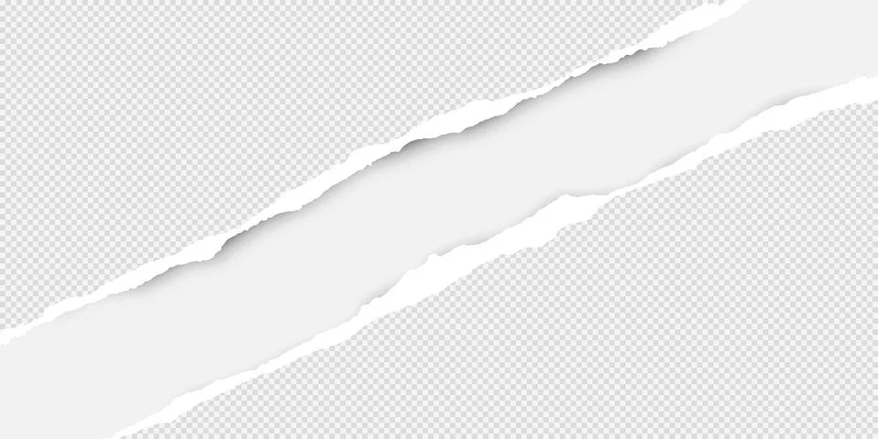 Diagonal torn white squared paper strips for text or message are on white Stock Illustration