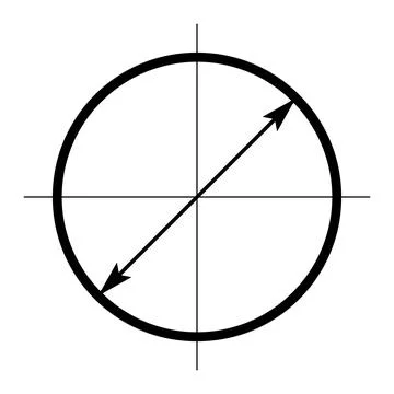 Diagonal vector circle icon with geometric coordinate plane symmetry Stock Illustration