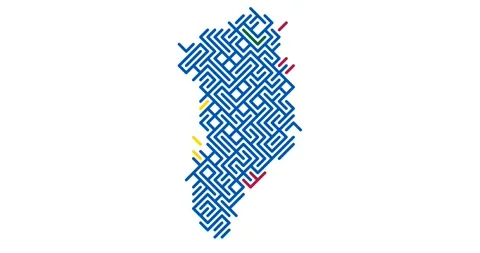 Diagonal Vector Lines Sliding to Reveal Greenland Stock Footage 328028592