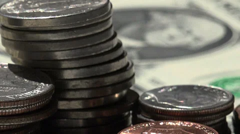 Diagonal view on cents and dollars Stock Footage 39908874