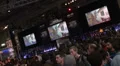 Diagonal view with Led walls in the Hall of Games at Cebit 2012 HD Footage